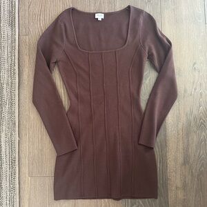 Brown Long Sleeve Dress